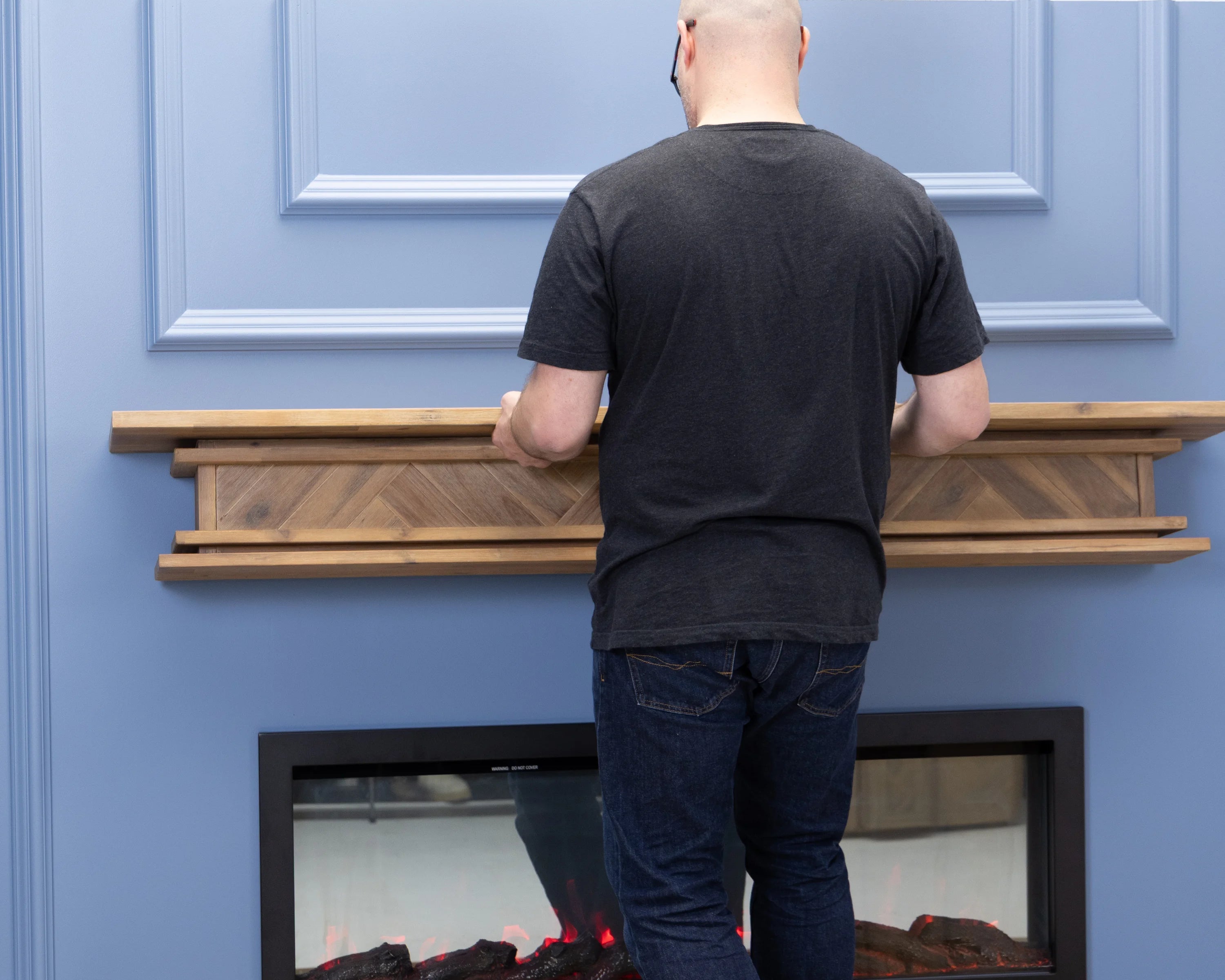 Floating Fire Mantel Shelf - Solid Hardwood Construction