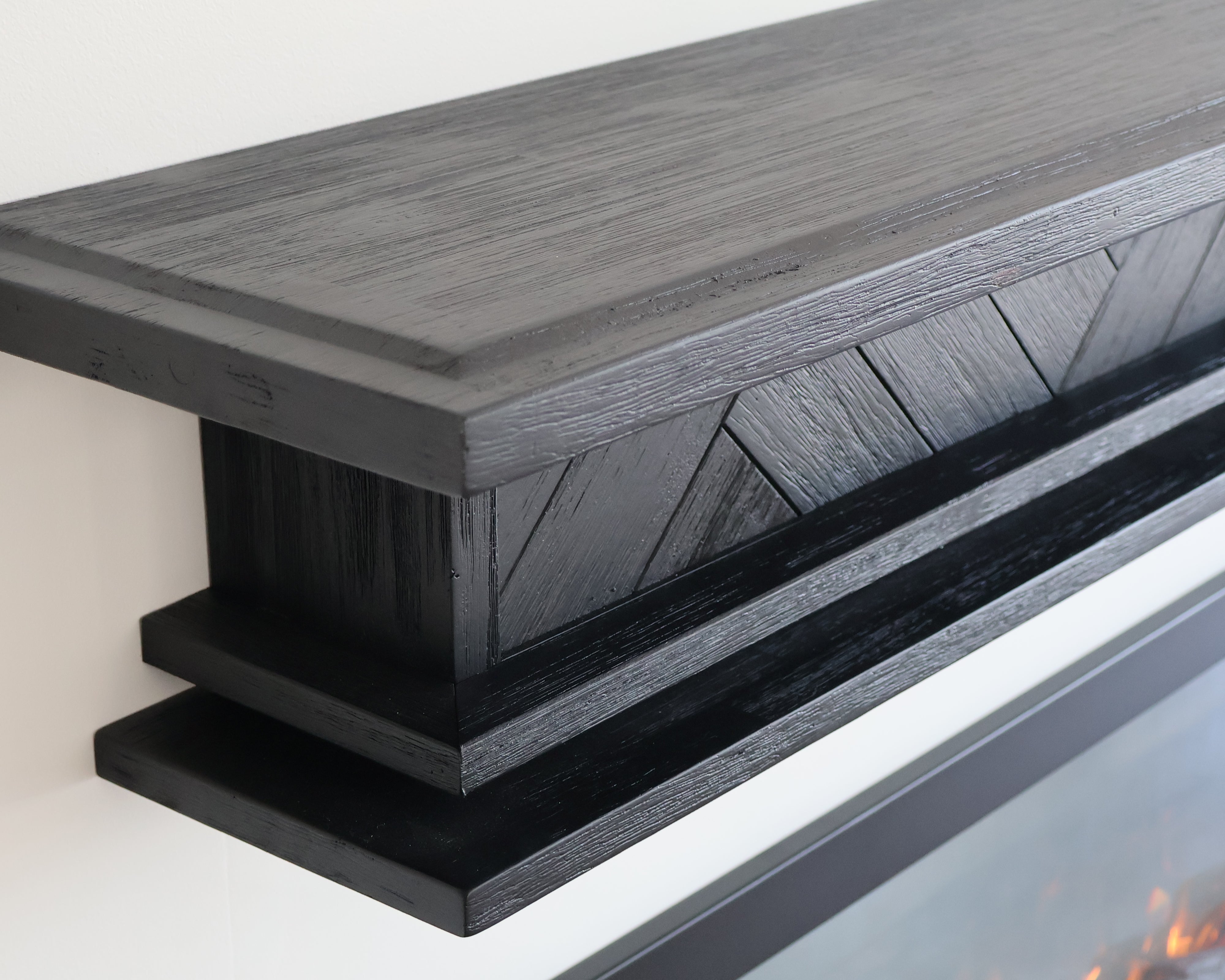 Floating Fire Mantel Shelf - Solid Hardwood Construction