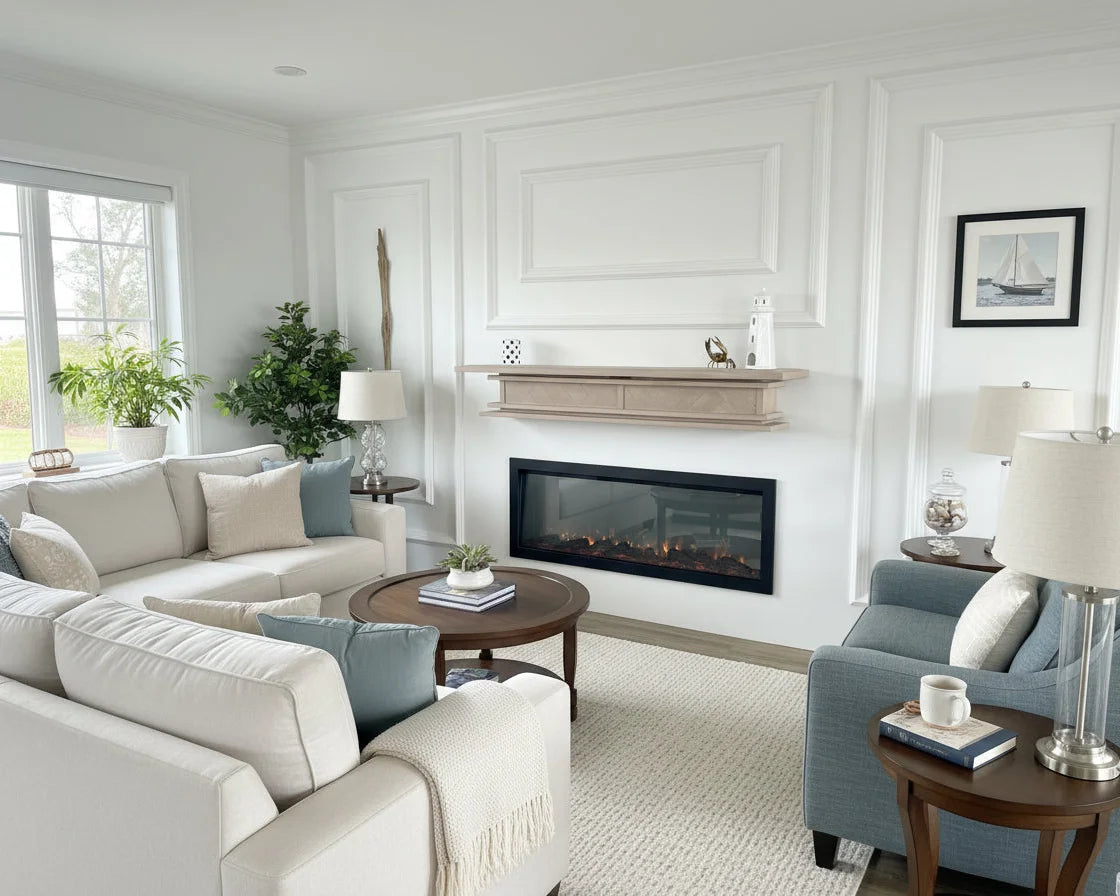 Floating Fire Mantel Shelf - Solid Hardwood Construction