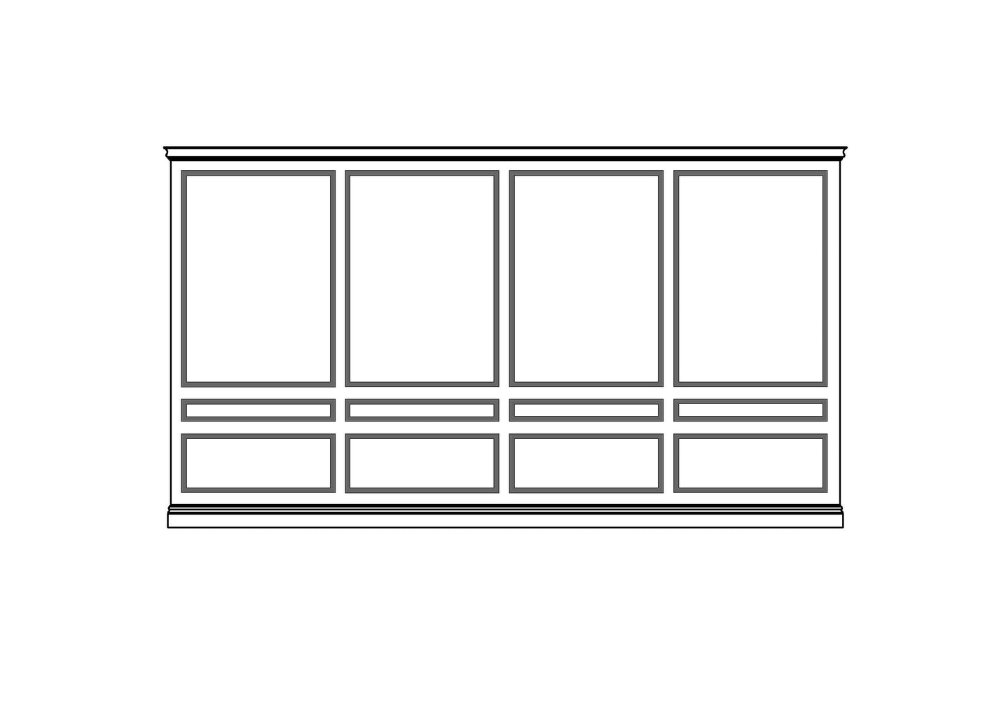 Kit 10A - Jazz Moderne full height split panel wainscoting kit - classic layout