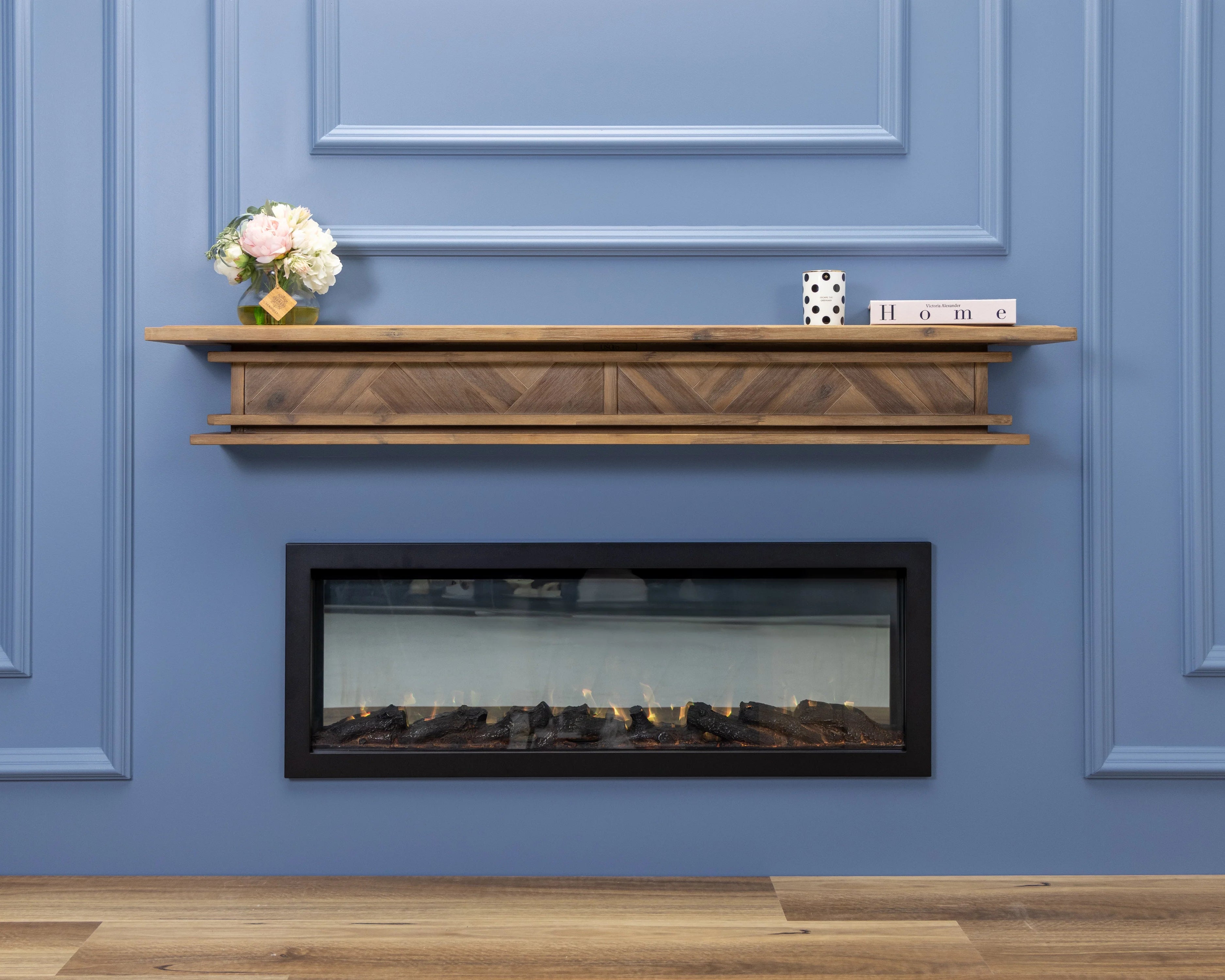 Floating Fire Mantel Shelf - Solid Hardwood Construction