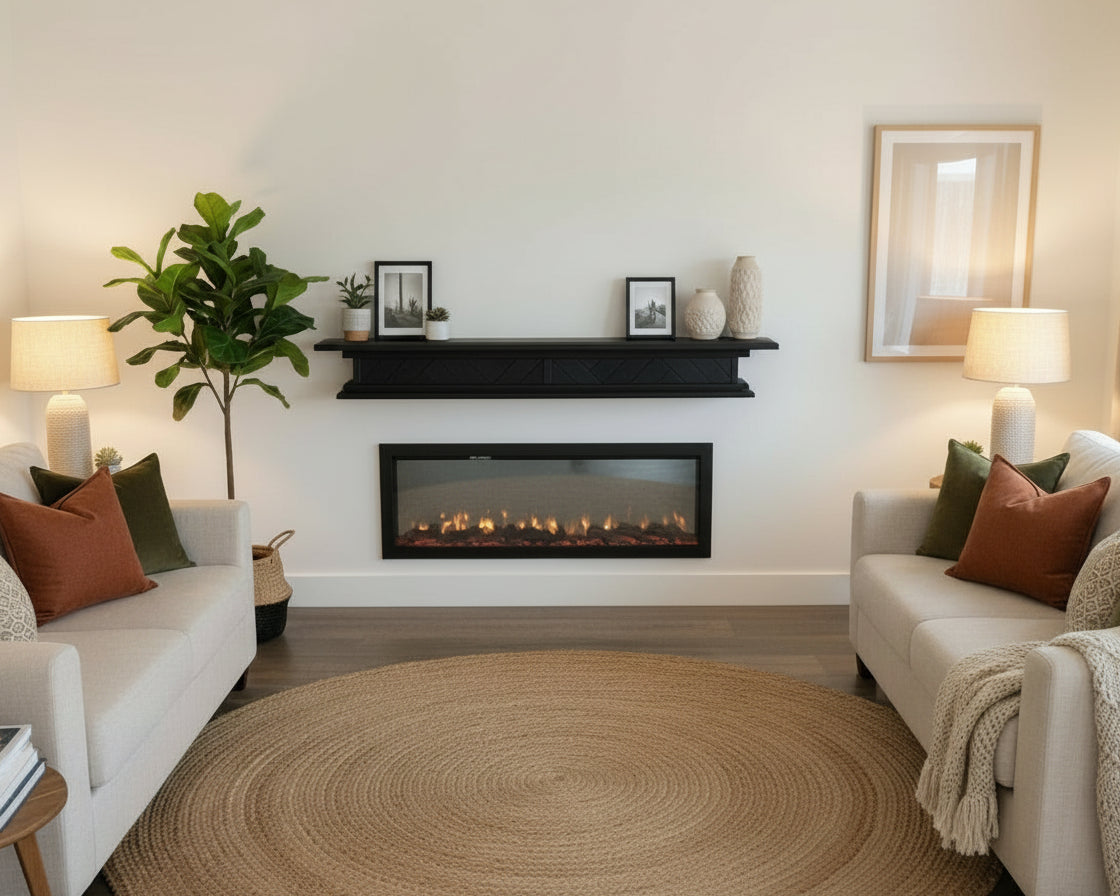 Floating Fire Mantel Shelf - Solid Hardwood Construction
