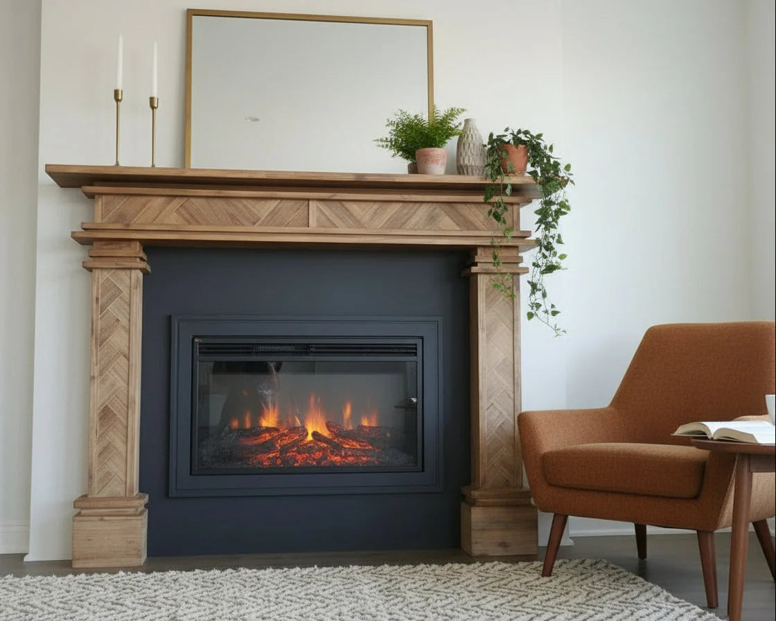Full Feature Fire Mantels - Solid Hardwood Construction