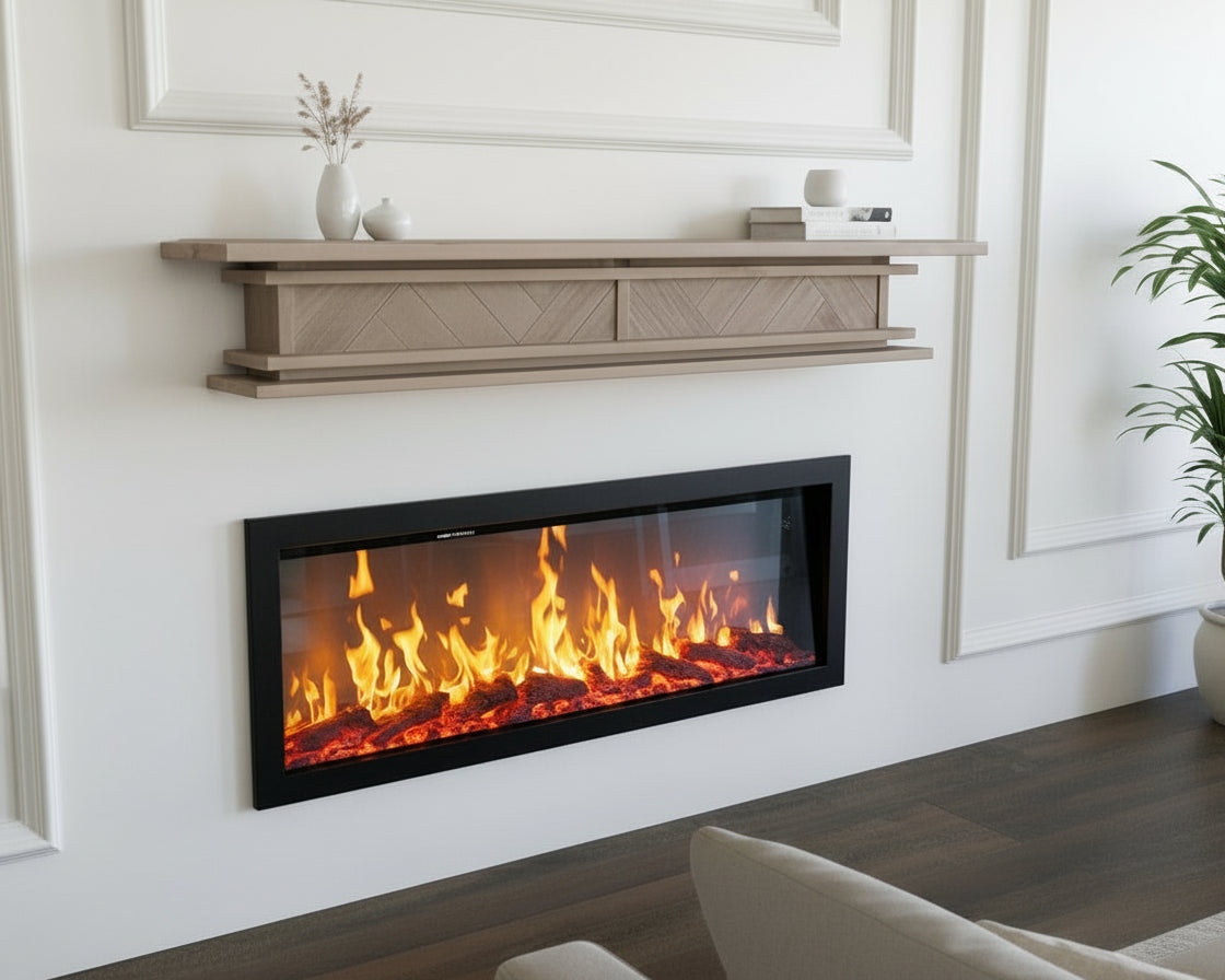 Floating Fire Mantel Shelf - Solid Hardwood Construction